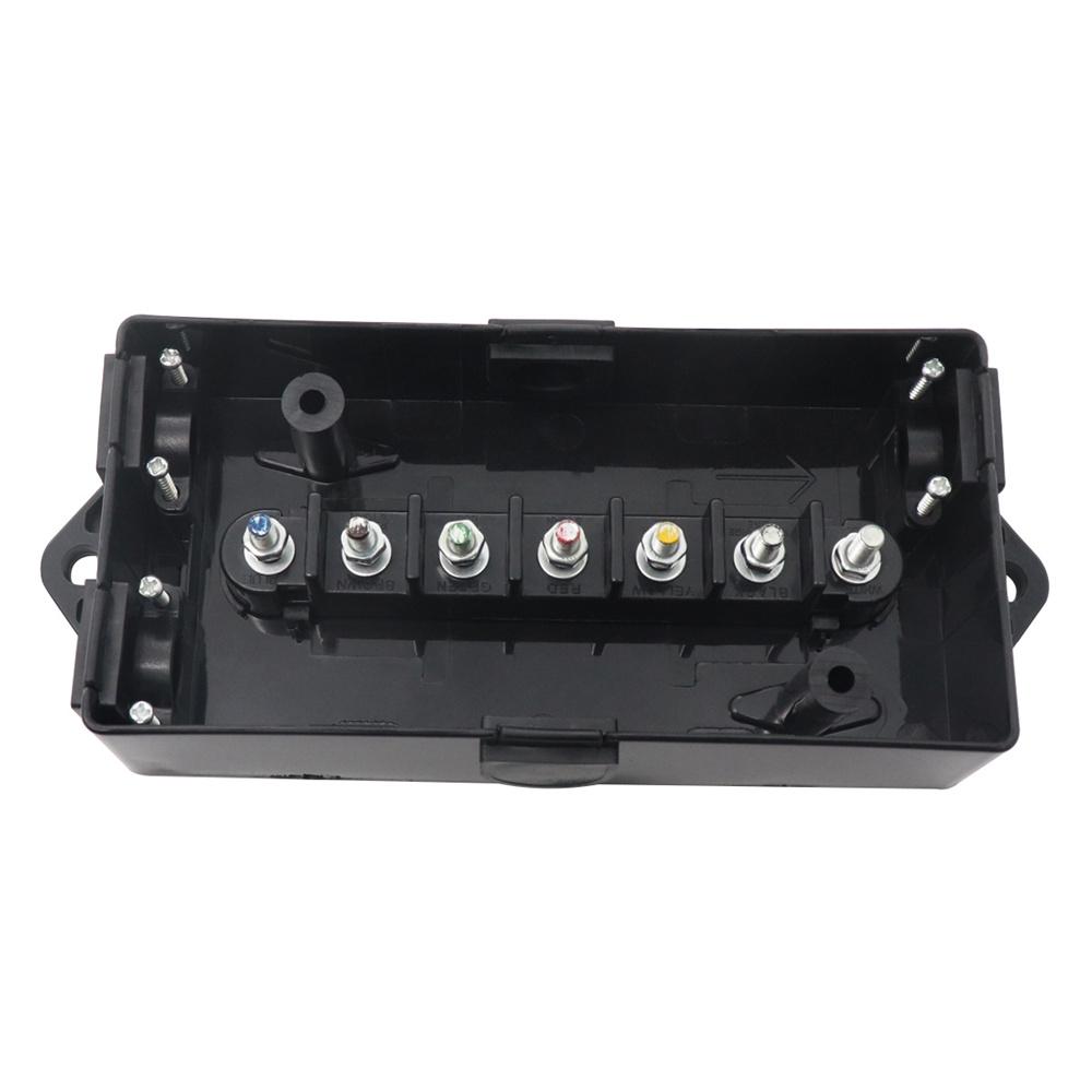 7 Way Electrical Trailer Wire Junction Box Black Fit for RV Camper Connectors