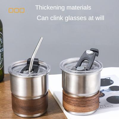 300ml Paslanmaz Çelik Kahve Kamp Kupası Kapaklı Taşınabilir Isıya Dayanıklı Açık Hava Piknik Kamp Balıkçılık Şişeleri Kahve Kupaları