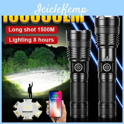 Flashlight High 100000lm Powerful Rechargeable Builtin Battery Torch Waterproof Zoom Flashlight Outdoor Camping Light Fishing Lantern