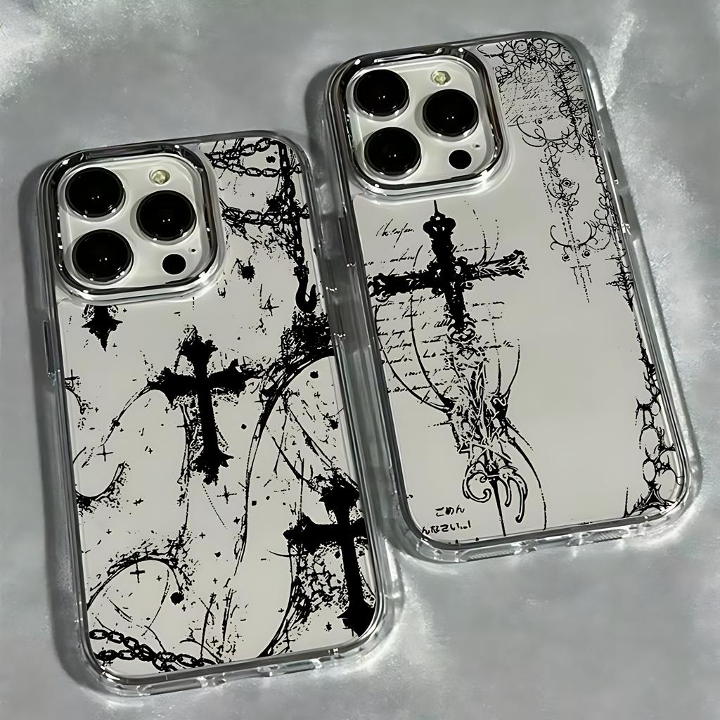 Dark Gothic Cross Mark Phone Case for OPPO Reno4 Reno5 Reno6 Reno8 Reno11 Reno12 13 14 15 Z T F Pro 4G 5G Transparent Soft Cover