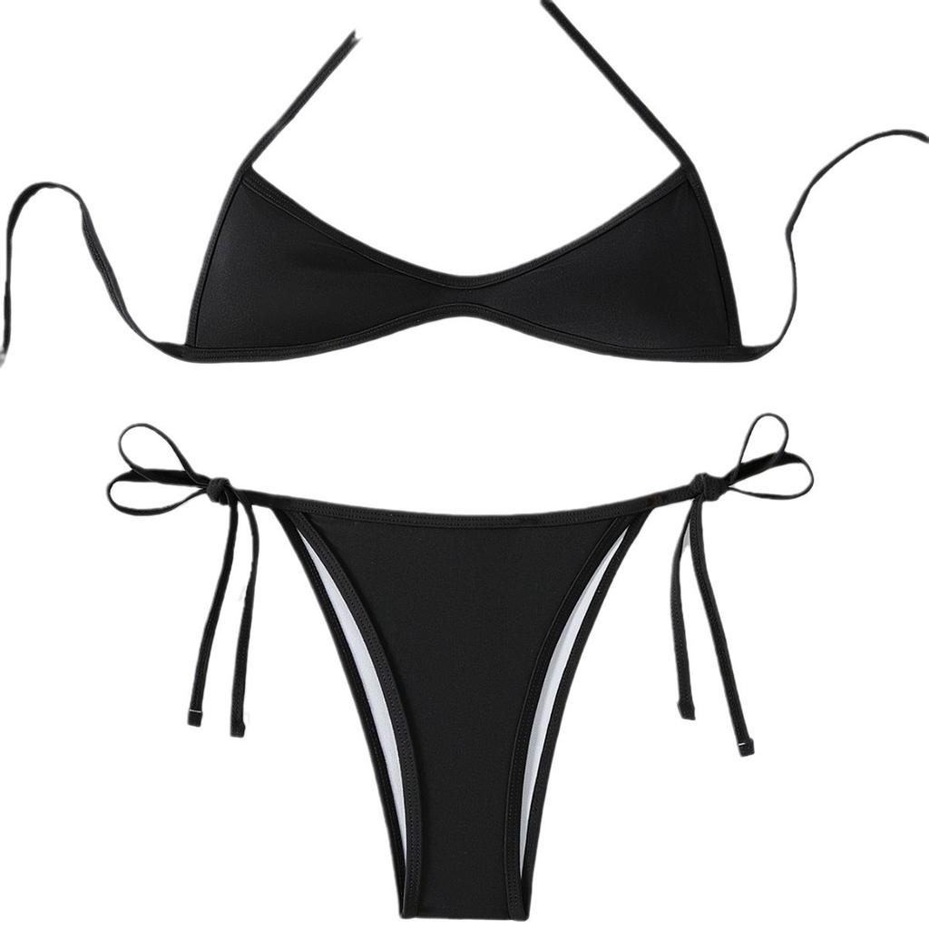 New European And American Sexy Tether Neck Micro Pleated Triangle Bag Beach Bikini