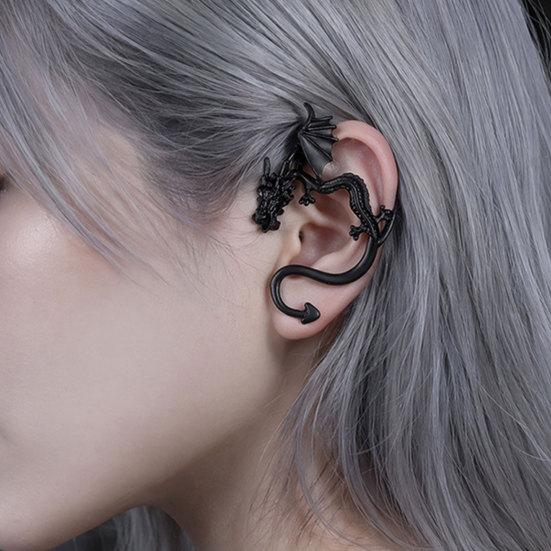 Retro Style Ear Cuff, Realistic Dragon Scale Design Ear Clip, Punk Style 3D Wings Claws Earring, Electroplated Ear Cuff for Daily Life Parties
