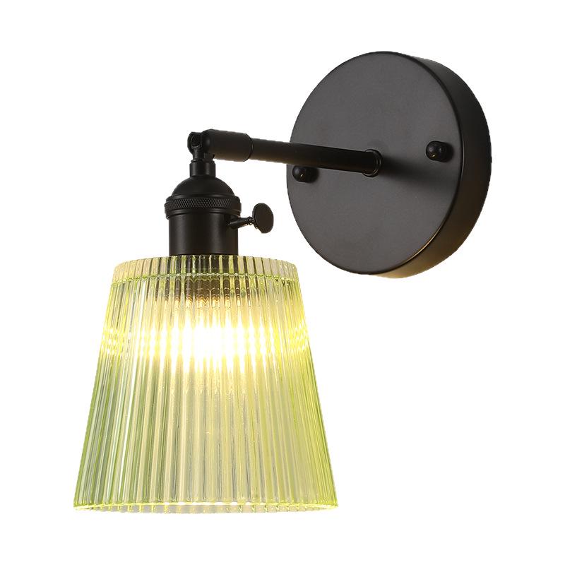 Nordic Amber Glass Wall Lamp - Green Retro Style for Restaurant, Coffee Shop, or Bedside