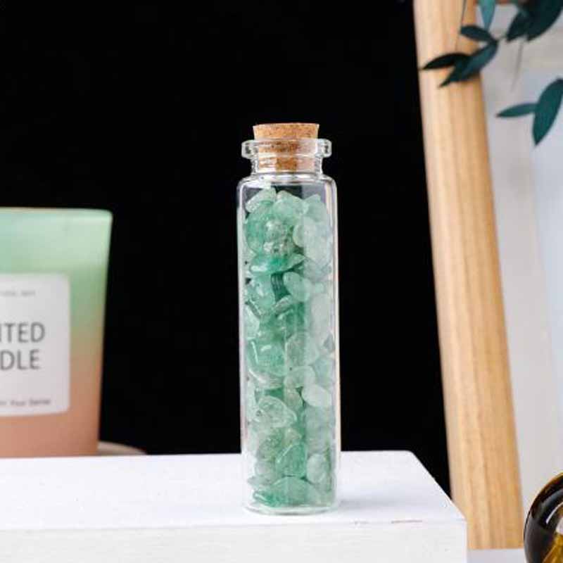Natürliche Kristall Wunschflasche Heimdekoration Mineralchips Quarzstein Chakra Edelstein Glücksbringende Treibglasflasche Geburtstagsgeschenke