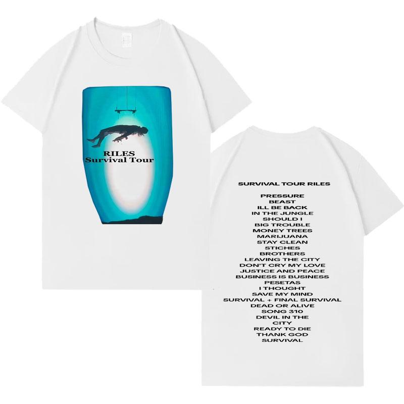 Singer Riles New Album Tour Aesthetic Short Sleeve T Shirts Mens Casual Cotton Oversized Cozy Crewneck Loose Tshirts Streetwear