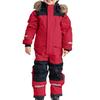 Kids One Piece Ski Suit Waterproof Windproof Snowsuit Tear-Resistant Warm Coral Fleece Lining Winter Outdoor Overalls for Boys Girls Snowboarding