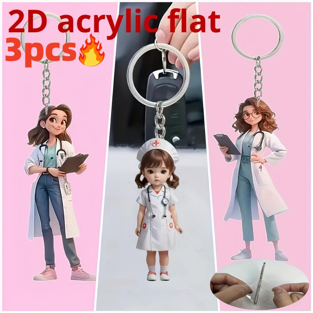 

Прекрасная медсестра, 3 шт., 2D плоский акрил, украшение, подходит для брелока, рюкзака, медсестры, Рождества, Хэллоуина