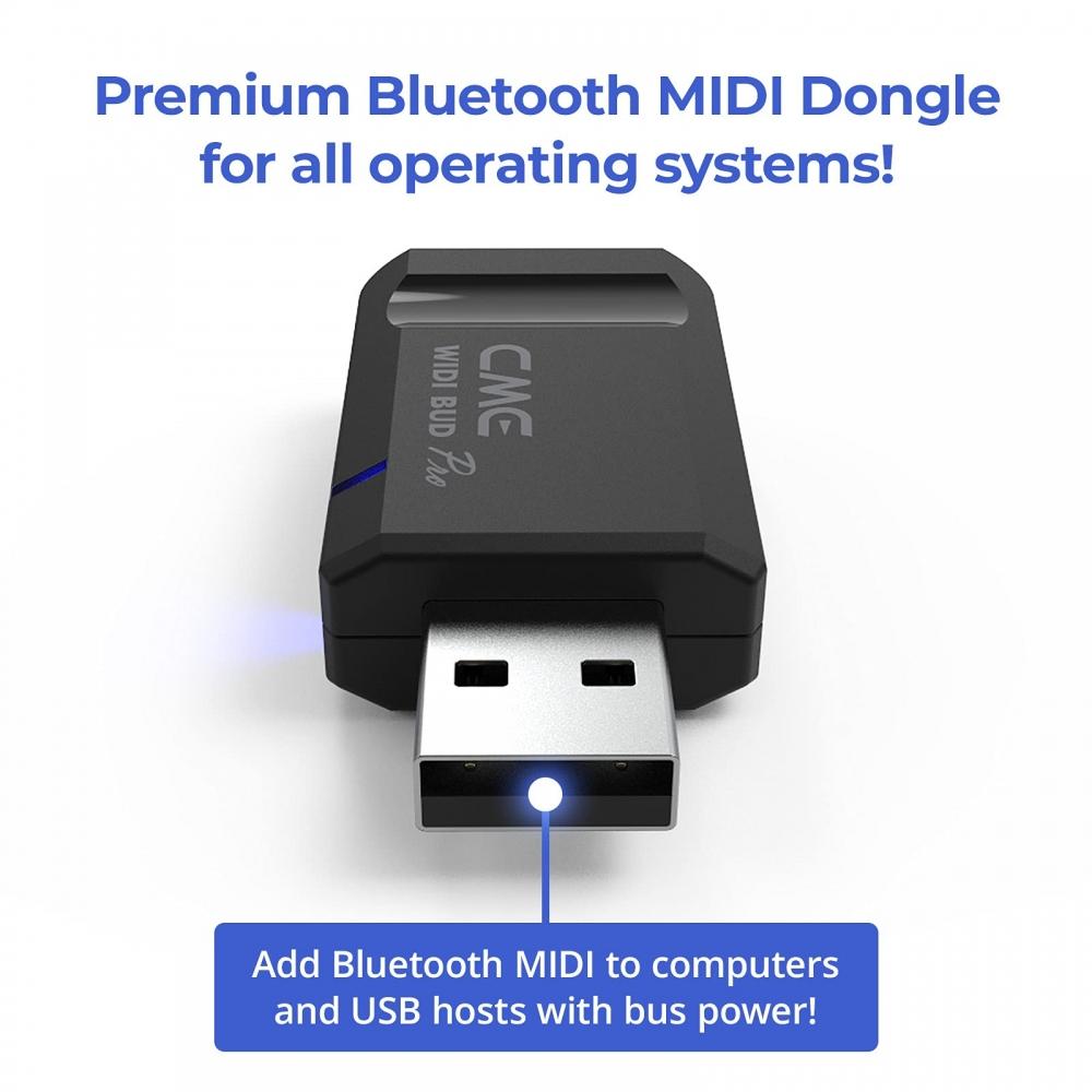 CME WIDI Bud Pro - Bluetooth MIDI Interface for iOS, macOS, Windows, Android, ChromeOS, Linux - Plug, Pair & Play - No Drivers Required - 3ms Ultra-Lo