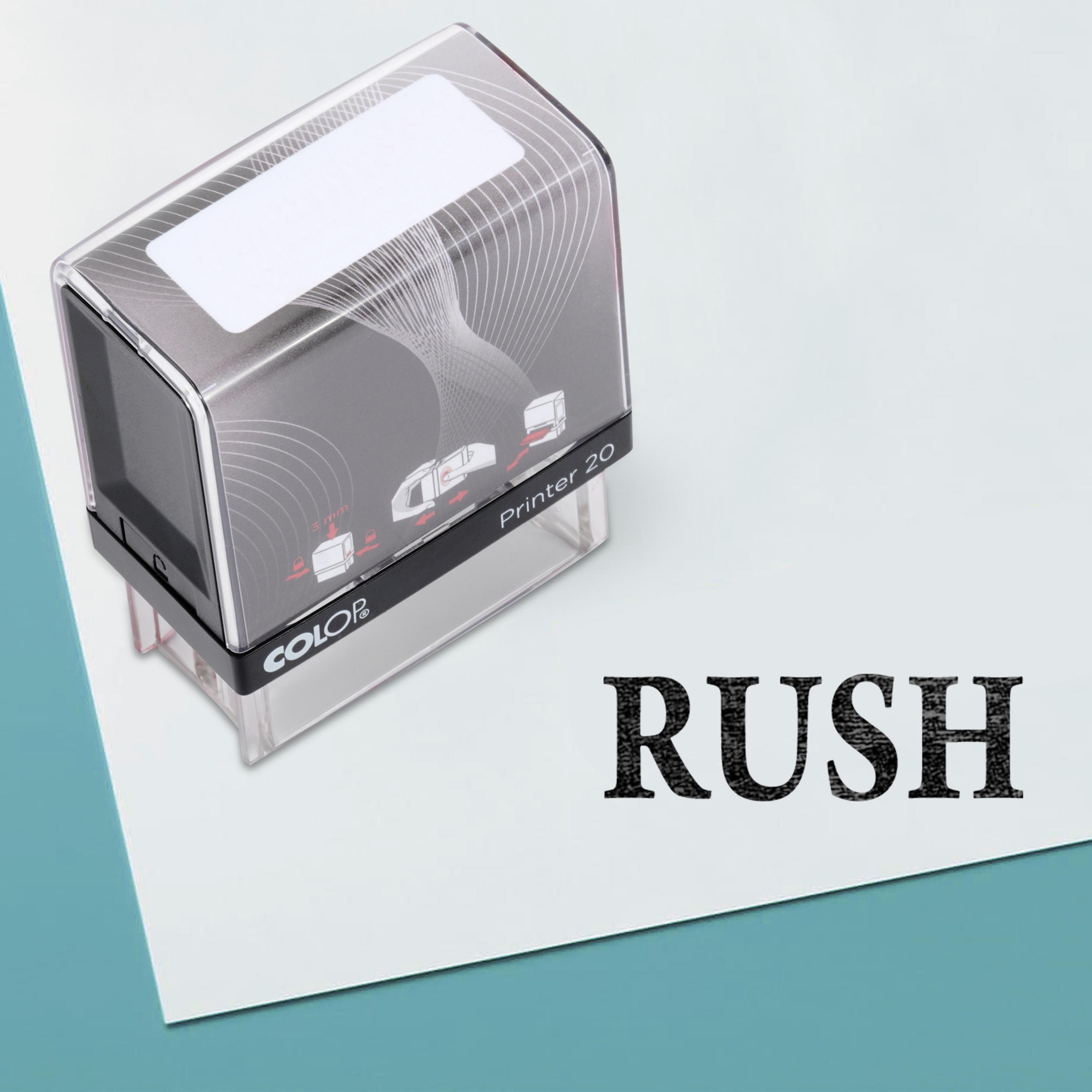 

Rush Self Inking Rubber Stamp Custom Colop Office Stationary P20 Mini Stamper 14 mm x 38 mm чорний