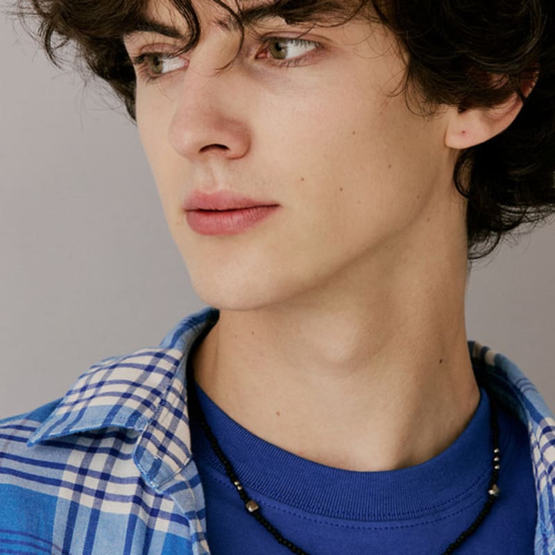 VINTAGE HOLLYWOOD Black Stone Beads Necklace_VH25NNNE177V