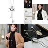 Fashionable Korean Long Sweater Chain Necklace Featuring Eye-catching Cat Eye Stone Flower Design