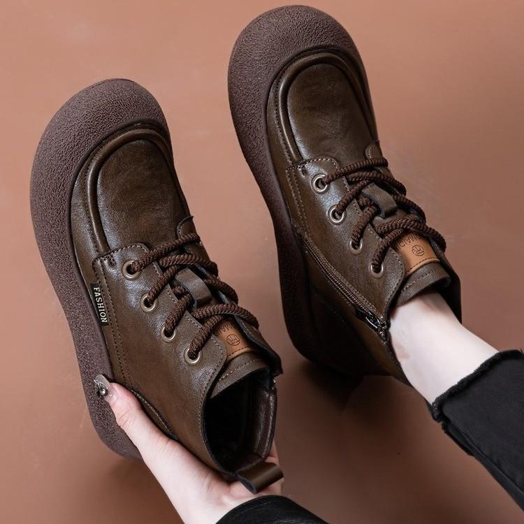 Women's Large Size Soft Sole Winter Warm Fur One Snow Boots Padded Lined Ankle Boots Anti-slip Hiking Casual Sports Cotton Boots Martin Boots