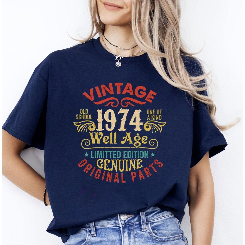 Mens Luxury Tshirt Vintage Year 1974 - Limited Edition 49rd Birthday Mens Funny T-Shirt 50 Year Old T Shirt Summer Tops Tees