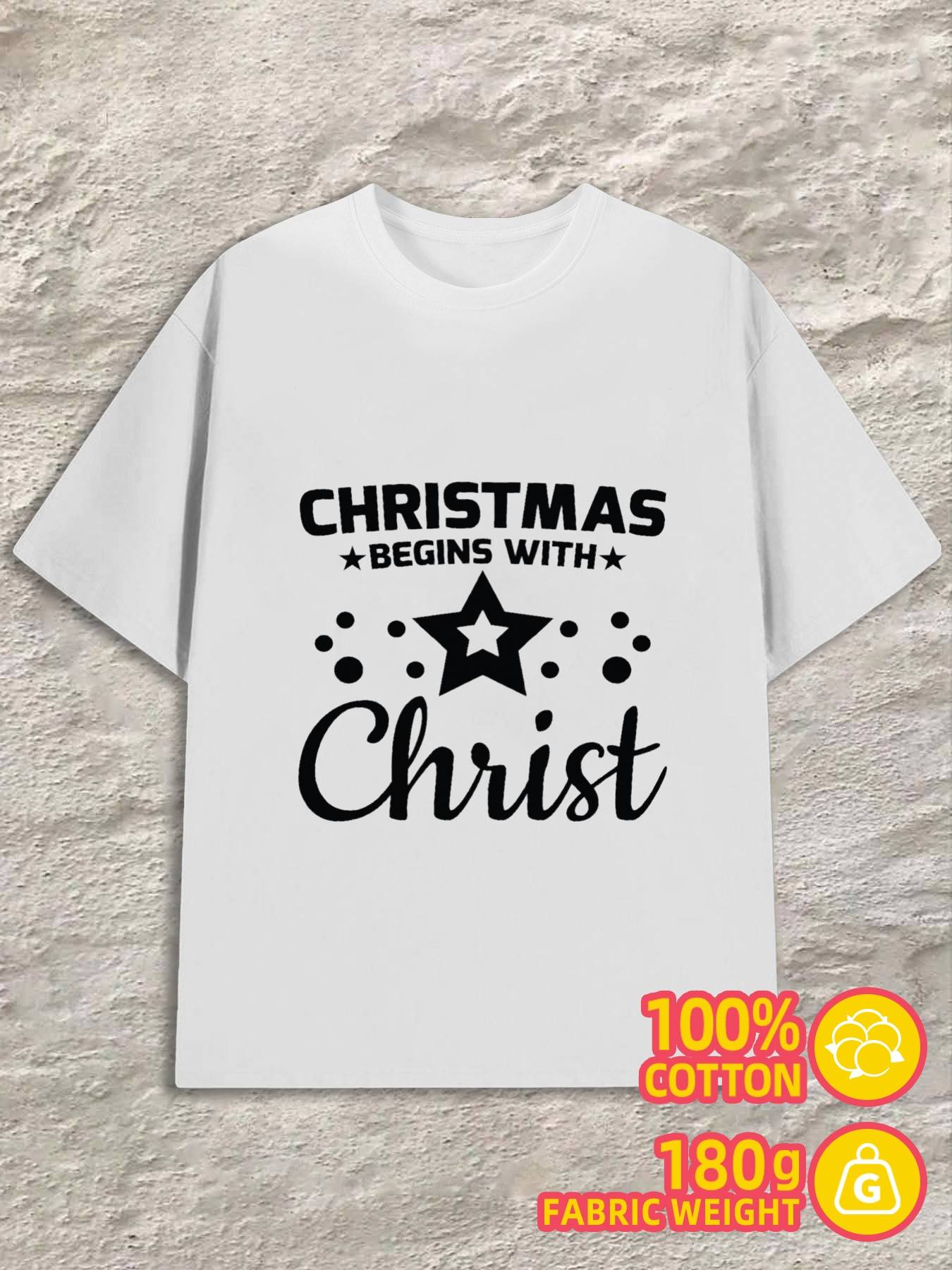 Men s T-Shirt Y2K Christmas Begins T-Shirts 100 White M