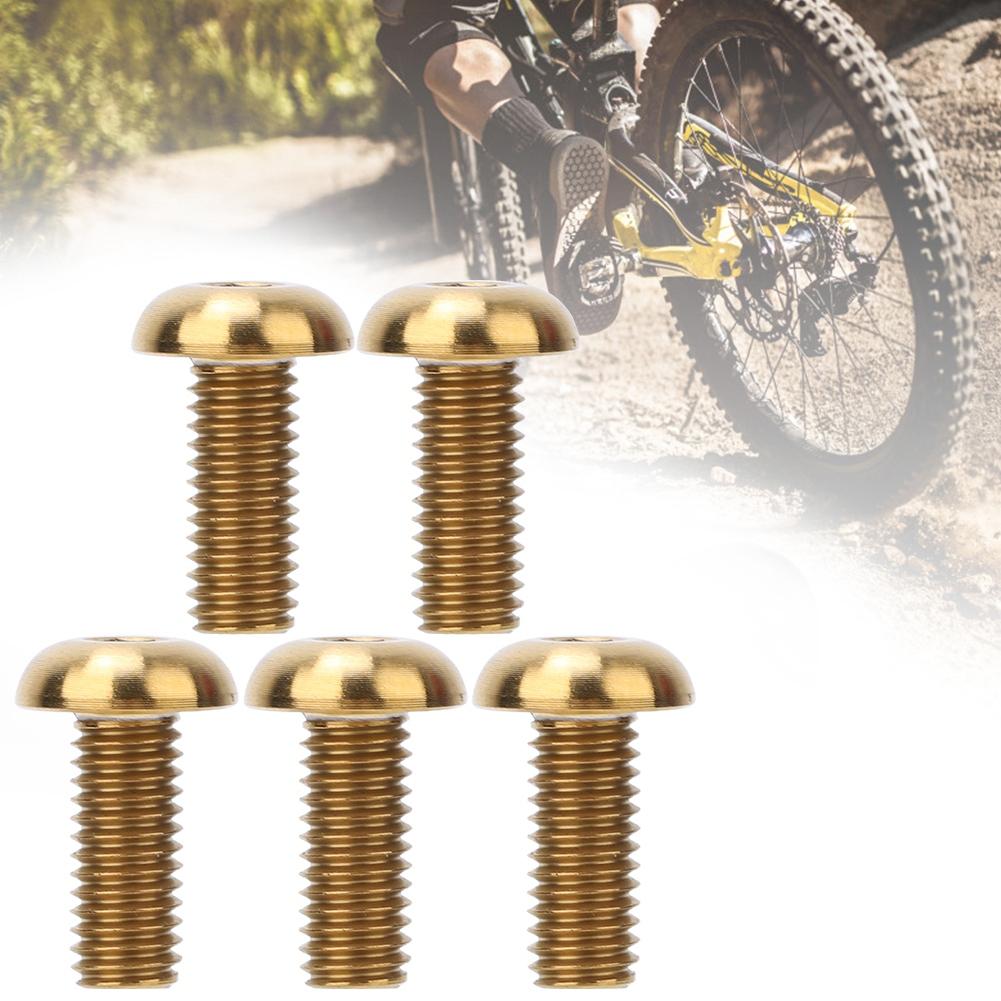 5pcs  Pack Titanium Alloy M5*12 Bicycle Water Bottle Cage Bolts M5*10 Disc Brake Screws(M5*12 Gold