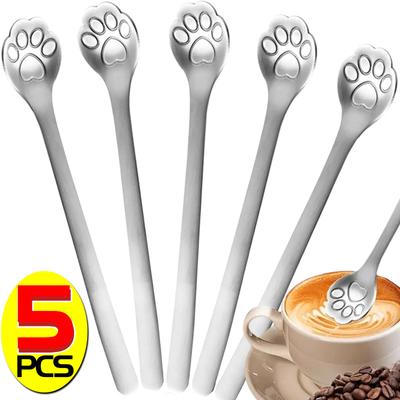 5/1 PEZZI Cucchiaio Creativo Carino Zampa di Gatto Acciaio Inossidabile 304 per Gelato Caffè Tè Cucchiaio da Dessert Accessori per Stoviglie da Cucina
