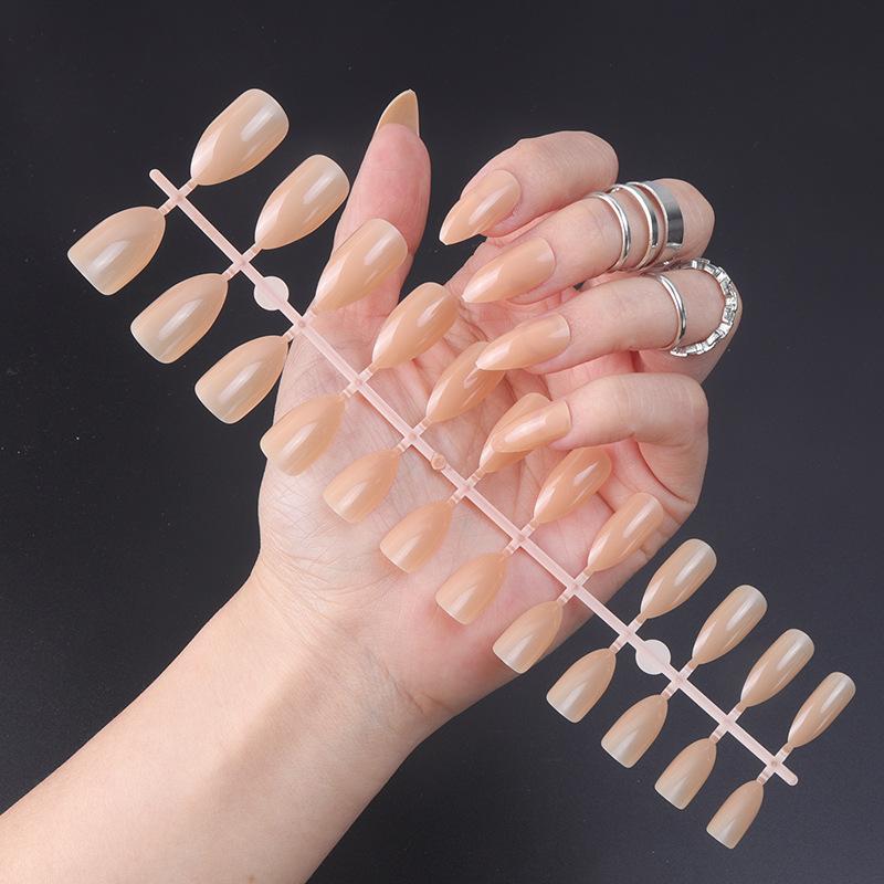 24 teile/satz DIY Schnelle Nägel Glänzende Wasser Tropfen Nägel Einfarbig Falsche Nägel Mehrfarbige Streifen Fertig Tragen Nagel Kunst