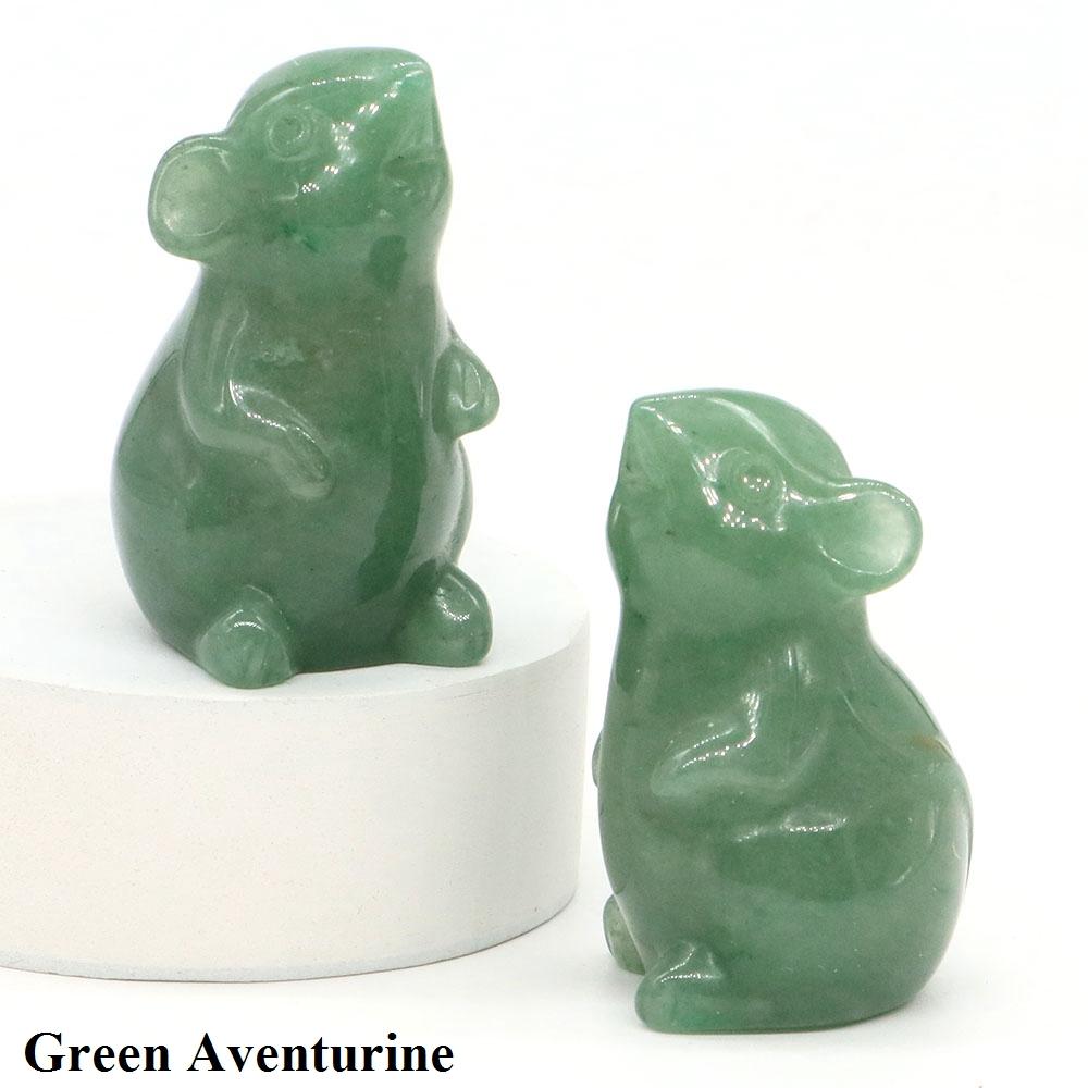 1,5" Maus Statue Naturstein Reiki Heilkristall Rat Tierfigur Handgeschnitztes Edelstein Handwerk Haus Zimmer Dekoration Geschenke