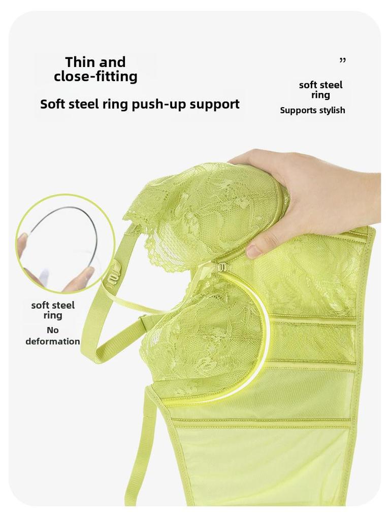Adjustable Women's Bra: Side Breast Correction, Anti-Sagging, Eight-Row Buckle, Soft Steel Ring, Summer Thin Style.