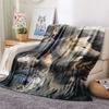 1PC Gray wolf Print Flannel Blanket, High quality Comfortable for All Seasons, Home Decor, Warmth and Comfort