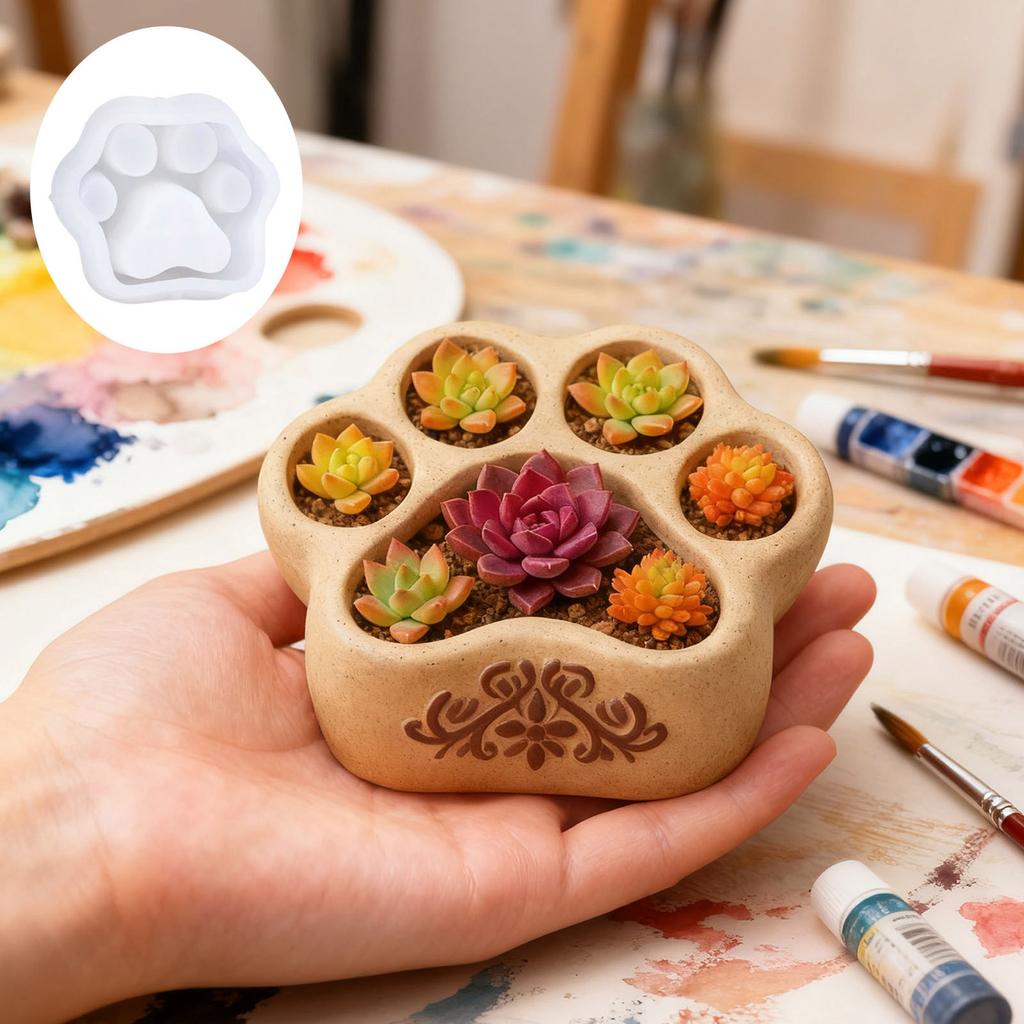 Easy Demolding Silicone Mold for Making Glossy Cats Paw Plant Pots with Clear Shape Perfect DIY Enthusiasts