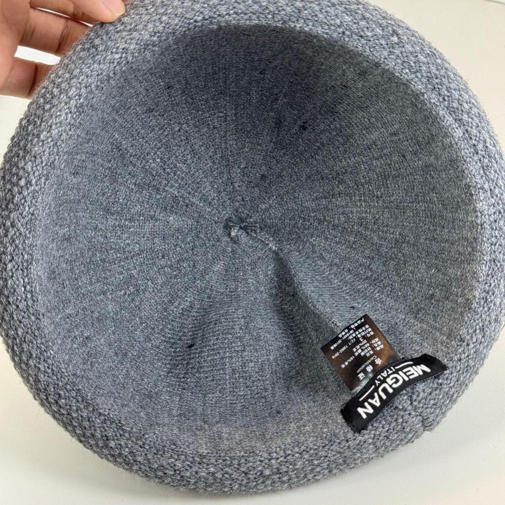 with Short Brim Knitted Hat Solid Color Landlord Hats Fashion Knitted Melon Skin Hats Winter