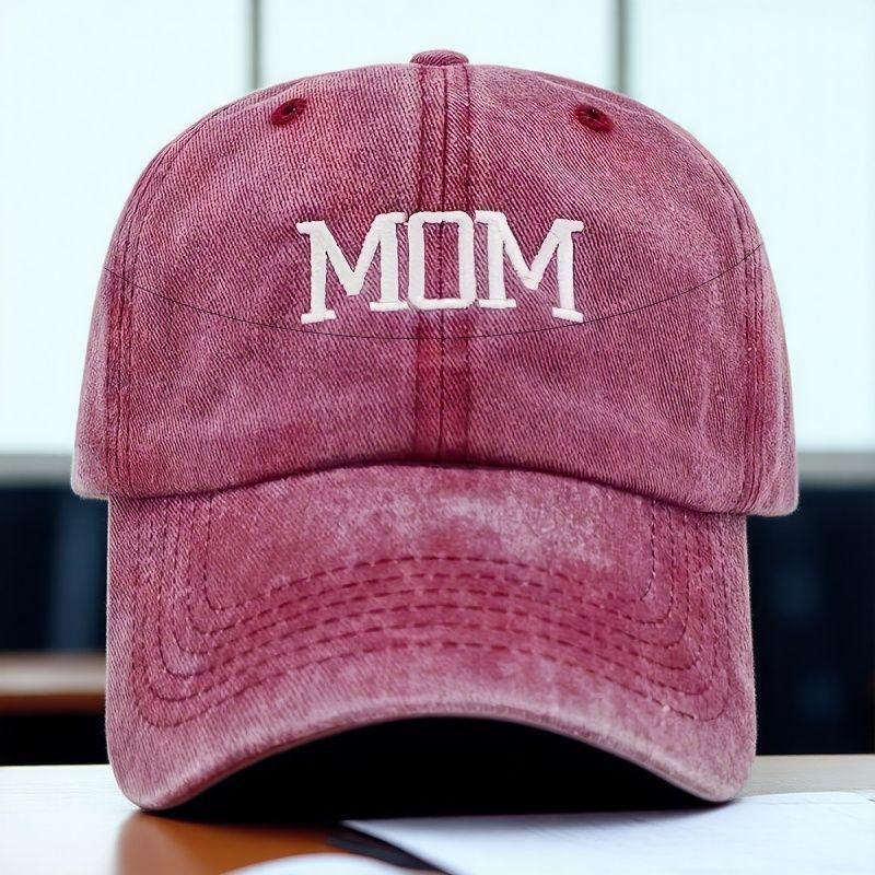 Letter Embroidery Washed Baseball Cap - Mother's Day MOM & DAD Hat