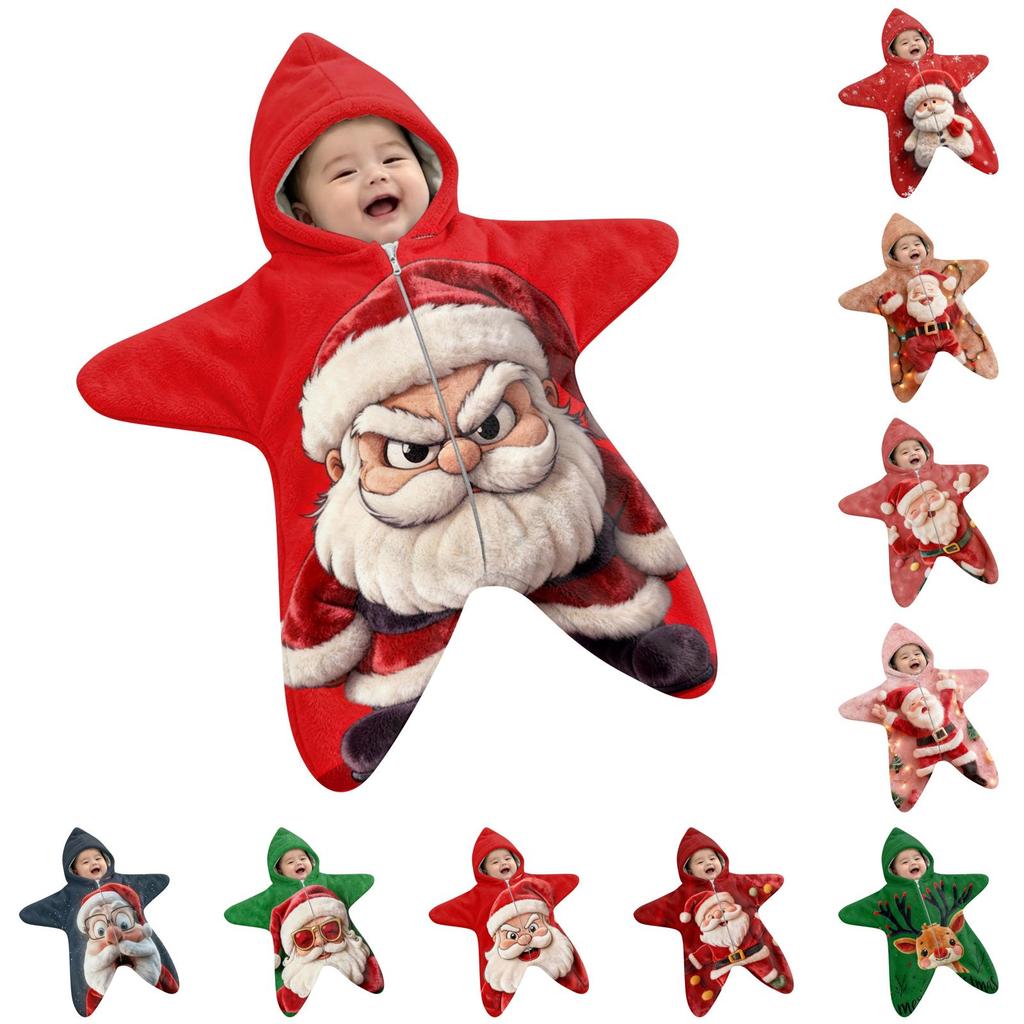 Baby Swaddle Blanket with - Flannel -Startle Wrap for Newborns, Christmas Print Sleep Sack for Boys Girls, Portable Outdoor Swaddle