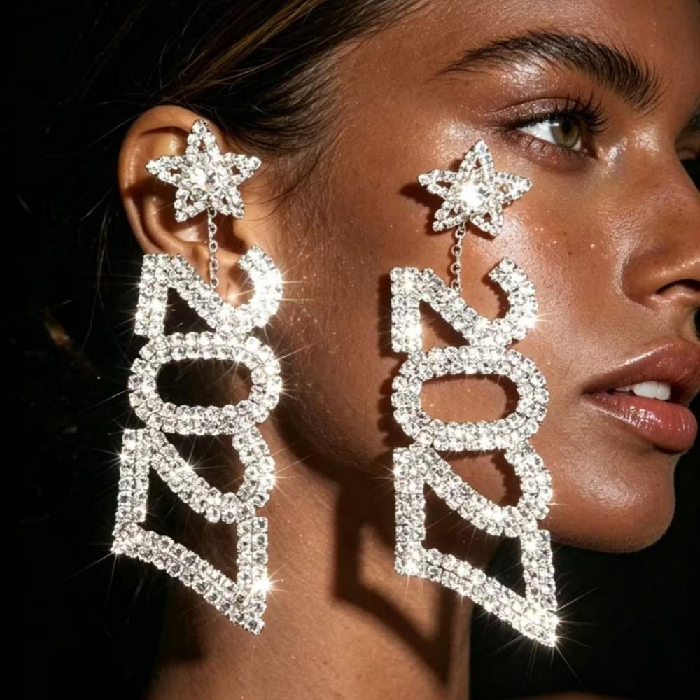 Digital Heart Earrings With Cubic Zirconia For Womens Gift Jewelry