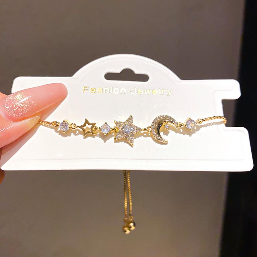 Light Luxury 18k Gold Plated Zircon Star Shape Bracelet For Women Gift Gift For Employees