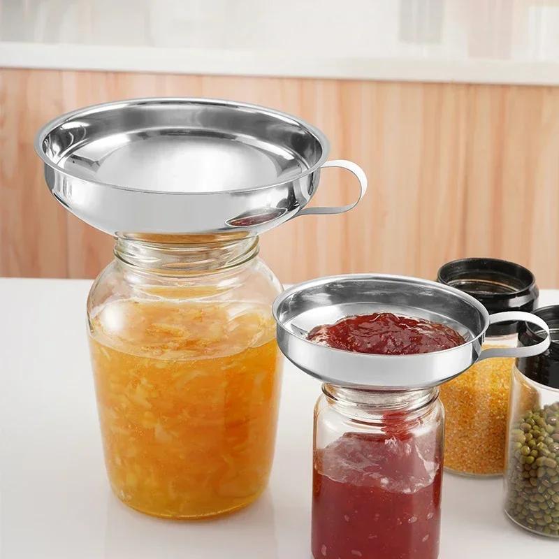 1PC Stainless Steel Wide Mouth Jar Funnel Jam Salad Dressing Wide Mouth Funnel Wide Mouth Oil Leak Multifunctional Kitchen Tool