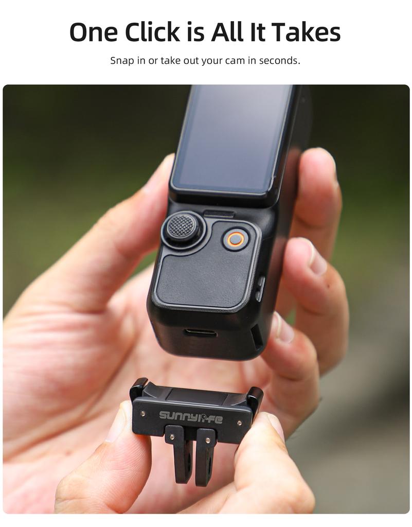 Sunnylife Foldable Quick Release Adapter Mount For DJI Pocket 3 Extension Bracket with 1/4" Screw Hole Selfie Stick Tripod Adapt