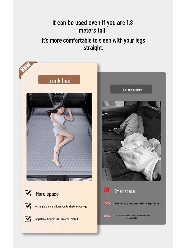 Versatile SUV Trunk Inflatable Mattress: Perfect for Car Sleeping, Leveling, and Comfort.
