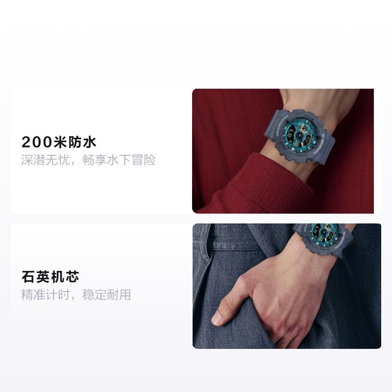 

CASIO 110 series 200 meters waterproof fashion Quartz resin strap same style for men and women blue dial GA-110AS-2AJF синий