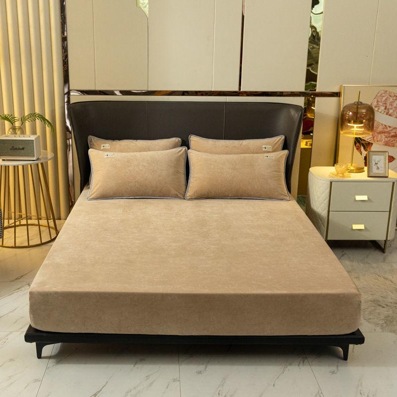 Warm Plush Fitted Sheet Elastic Mattress Cover Velvet Bed Cover Full Set Winter Soft Family Double Bed Bedding 120/150/180x200cm