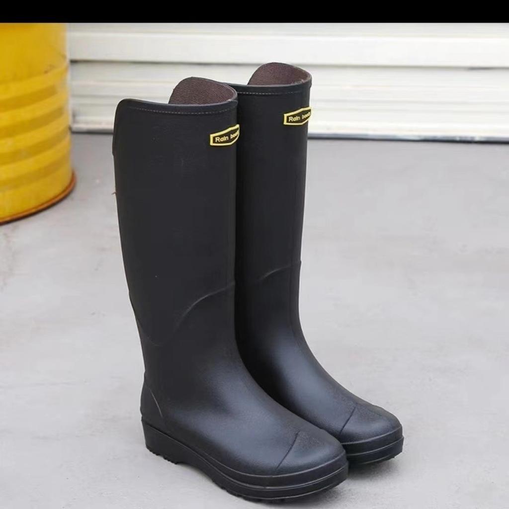 High tube rain shoes men's and women's non-slip waterproof shoes thick sole wear-resistant long tube water boots outdoor wading rubber shoes fashion