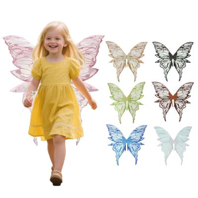 Fairy Wings for Adults And Girls Butterfly Fairy Costume Set with Floral Garland Wand Elf Ears Gradient Organza Butterfly Wings