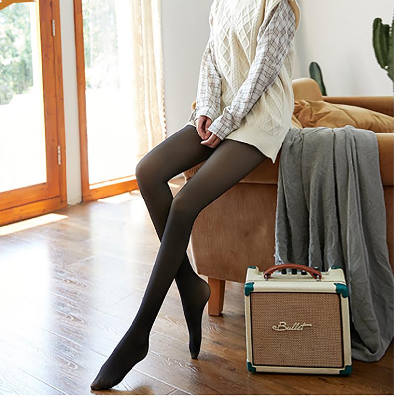 1 Pc Plus Size Black Minimalist Solid Tights, Fake Translucent Stretchy Slim Pantyhose, Women's Stockings & Hosiery