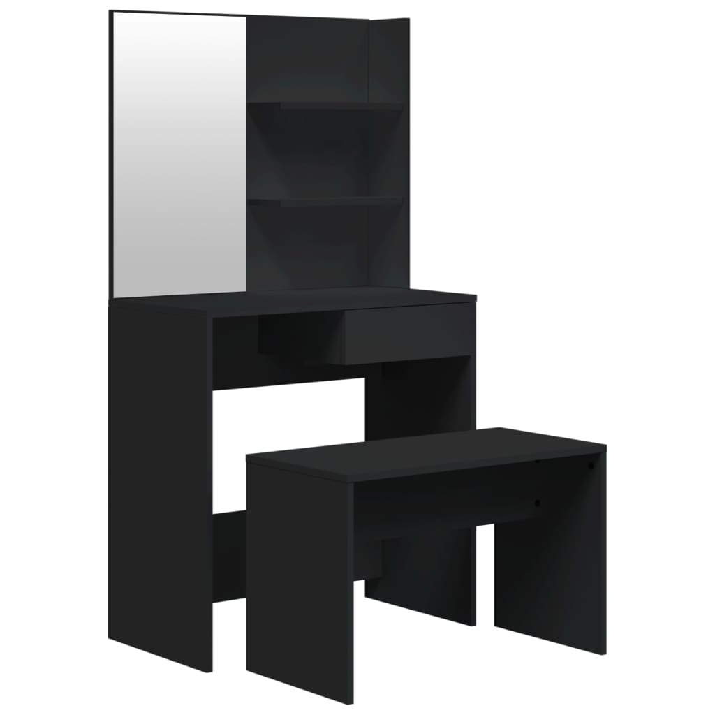 Makeup Table Set Black 74.5 x 40 x 141 cm