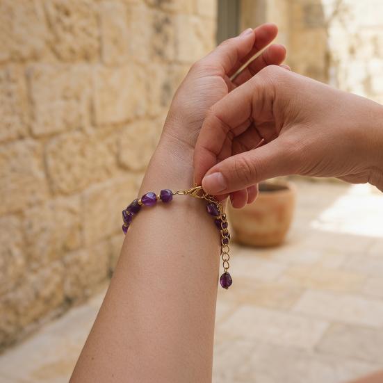 Damen Armband Unregelmäßige Natursteinperlen Verstellbare Länge Armband Bequem zu tragen Handgelenk Vielseitiges Accessoire