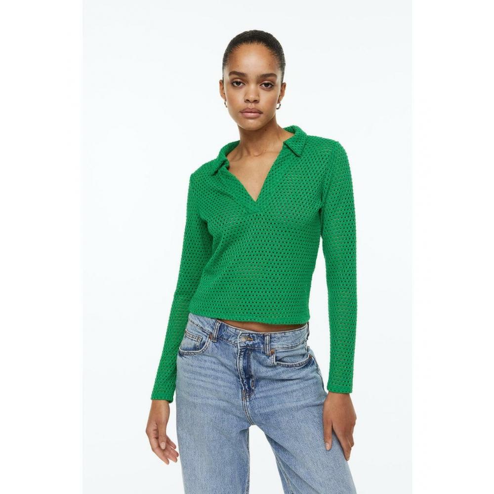 

H&M Джерси с воротником, зеленый 1138932003