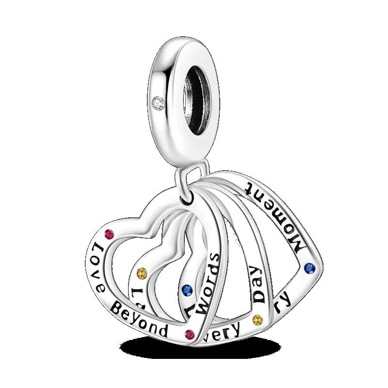925 Silver Heart Mum Dangle Dream Catcher Charm DIY Jewelry For Women Original Bracelet Beads