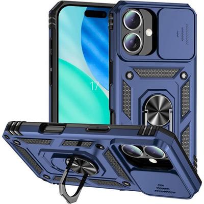 Protective Case for iPhone 17 - BRAND - Model - Shockproof - Rotating Ring Stand - Navy Blue