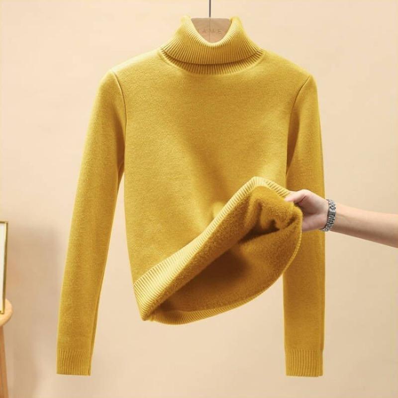 Autumn/winter Thickened Semi-turtleneck Pullover Women Sweater Fashion Loose Long Sleeve Casual Bottoming Shirt Solid Color Office Ladies Elegant Tops