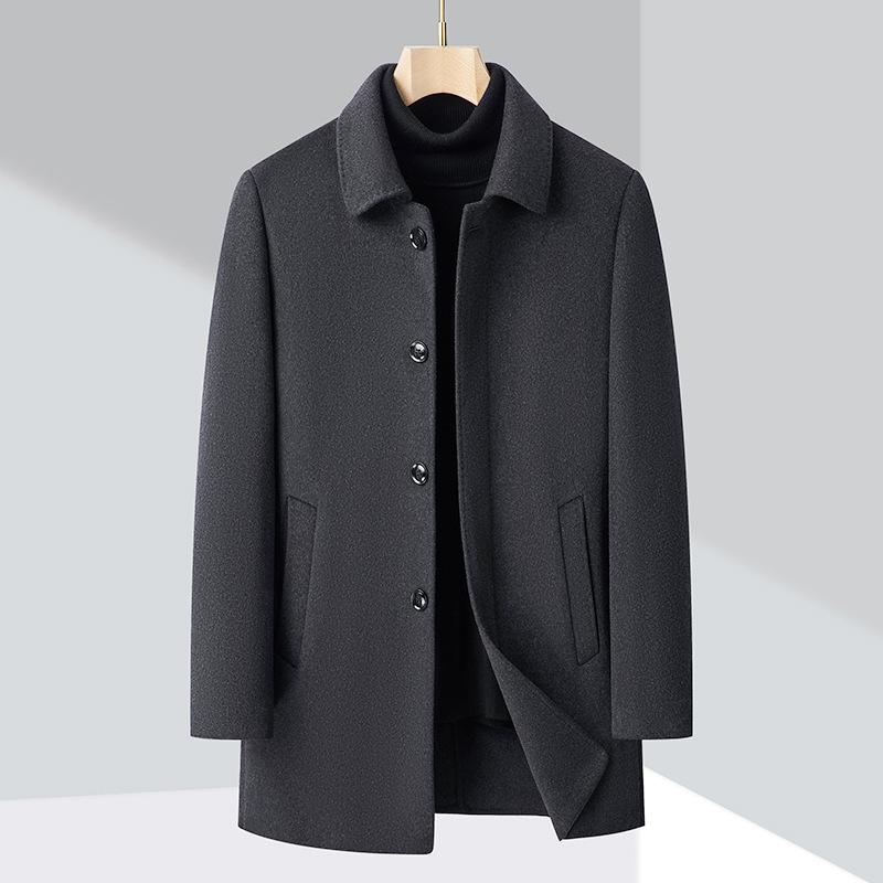 New Winter Middle-aged Wool Coat Dad's Mid-length Double-sided Woolen Business Coat Men's Cashmere Top
