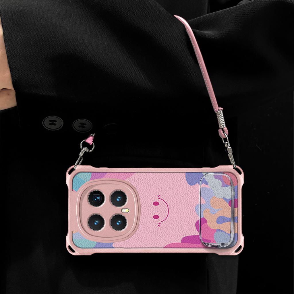 Smiley face is suitable for Honor magic8 mobile phone case magic7pro bracket 8Pro anti-drop belt lanyard.