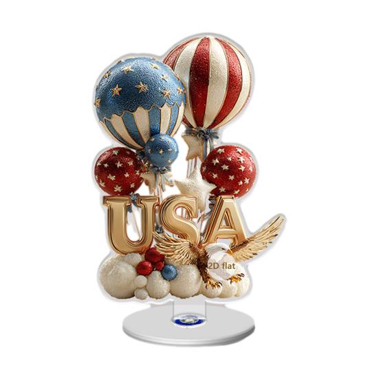 Eagle Tabletop Ornament, 360° Spinning Patriotic Acrylic Display with American Flag & Stars, High-Definition July 4th Independence Day Decor for