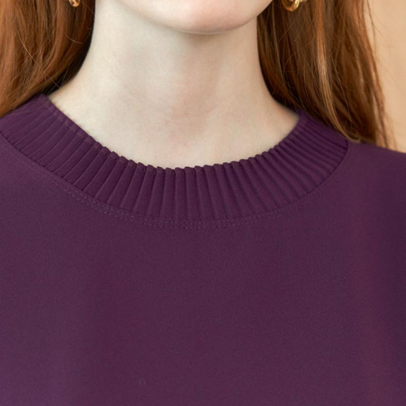 Maxza Pleats Round Neck 7 8 Blouse Zb08qb600on