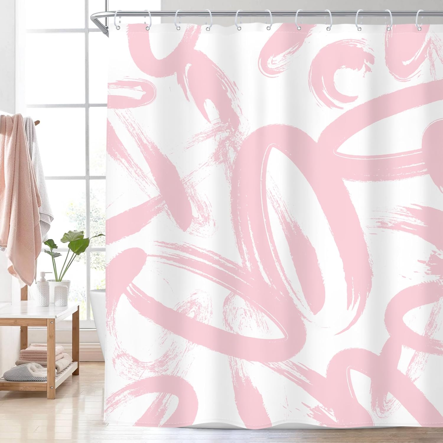 

Black Abstract Shower Curtain Modern Graffiti Minimalist Line Art Simple Geometric Sketch Aesthetic Cool Unique For Man Bathroom W60H190(CM)-1 Pcs