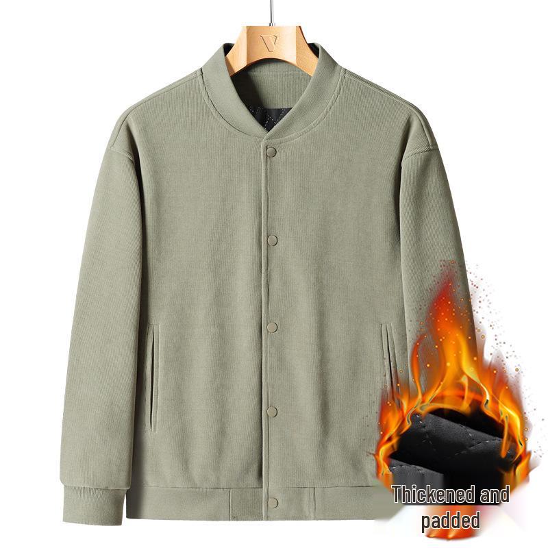 Men's Trendy Corduroy Baseball Jacket - Versatile Korean Style for Spring & Autumn, Plus Size, Thickened for Winter